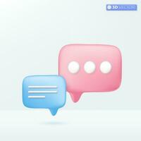 Dialog or chat speech bubble and dots icon symbols. Chat message, Message, talk concept. 3D vector isolated illustration design. Cartoon pastel Minimal style. You can used for design ux, ui, print ad.