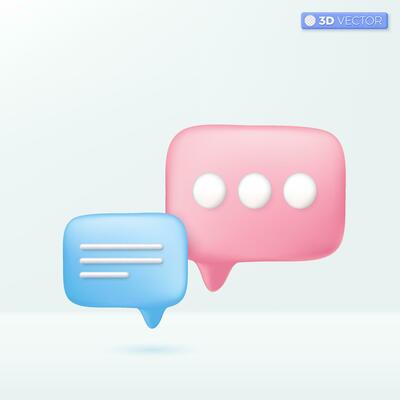 Dialog or chat speech bubble and dots icon symbols. Chat message, Message, talk concept. 3D vector isolated illustration design. Cartoon pastel Minimal style. You can used for design ux, ui, print ad.