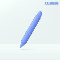 azul escritura icono simbolos bolígrafo, lápiz, aguja, dibujo, redacción publicitaria, contar historias, educación concepto. 3d vector aislado ilustración diseño dibujos animados pastel mínimo estilo. para diseño ux, ui, impresión anuncio.