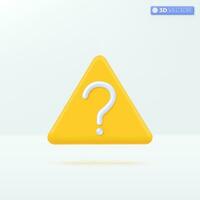 Question mark on triangle icon symbols. support, QA, FAQ, ask and answer help concept. 3D vector isolated illustration design. Cartoon pastel Minimal style. You can used for design ux, ui, print ad.