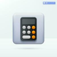 Calculator icon symbols. accounting, finance analytics, budget, math device concept. 3D vector isolated illustration design. Cartoon pastel Minimal style. You can used for design ux, ui, print ad.