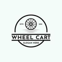 Wheel cart logo design idea vintage retro style badge vector