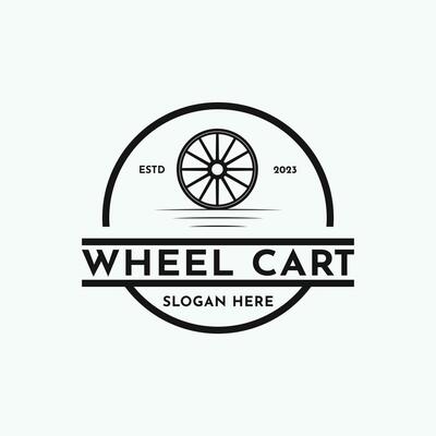 Wheel cart logo design idea vintage retro style badge