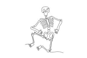 A seated skeleton with legs bent vector