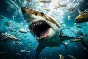 tiburón son enjambre, generativo ai foto