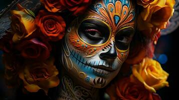 Time Honored Day of the Dead Festivities, Generative Ai photo