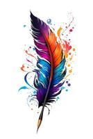 graphic colorful pen for writing bird feather photo