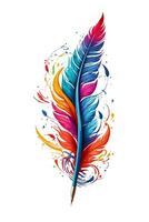 graphic colorful pen for writing bird feather photo