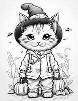 cat coloring page for kids photo