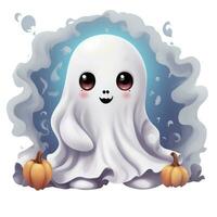 white ghost on a light background kawaii graphics for halloween photo