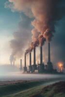 de fumar chimeneas ambiental contaminación desde industria, foto