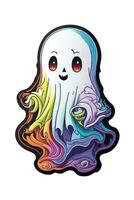 cute ghost in rainbow colors kawaii graphics for halloween, photo