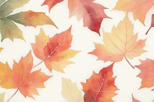 watercolor graphic autumn leaves on white background photo