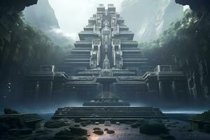 Images of ancient temples with a futuristic twist photo