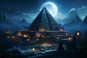 Images of ancient temples with a futuristic twist photo