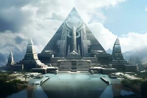 Images of ancient temples with a futuristic twist photo