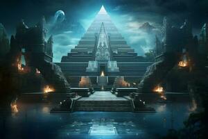 Images of ancient temples with a futuristic twist photo