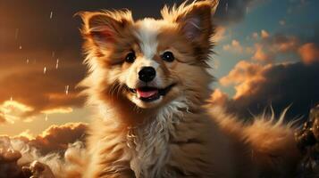Joyful Puppy Playtime Cute Puppies Having Fun in Lively Interaction, Generative Ai photo