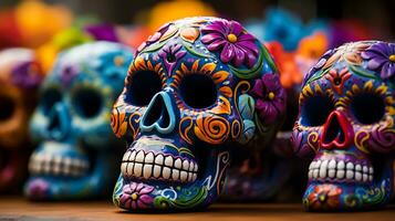 Time Honored Day of the Dead Festivities, Generative Ai photo