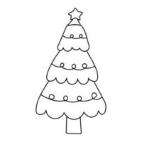 christmas tree christmas new year line doodle vector