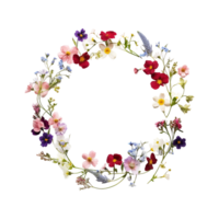 circule shaped border of small flowers ai generated png