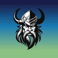 Viking Warrior Head Logo on Gradient Background vector