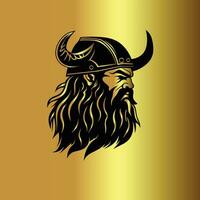Viking Warrior Head on Gold Background vector