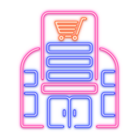 Shopping mall neon line png