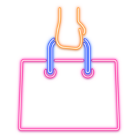 hand holding shopping bag neon line png