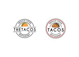 Tacos emblem food logo design. Mexico tacos logo design vector