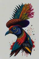 A detailed illustration of a Pheasant for a t-shirt design, wallpaper, and fashion photo