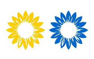 Large sunflower isolated on a white background in the colors of blue and yellow flag of Ukraine. Vector. vector
