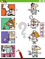 match cartoon people occupations and clippings educational task vector