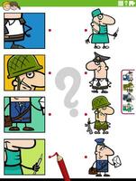 match cartoon people occupations and clippings educational game vector
