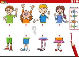 match halves of pictures with children educational activity vector