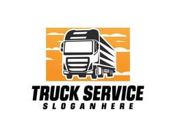 logo with truck on white background, monochrome style vector