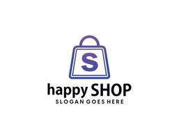 Online Shop Logo. Happy Shop Logo design vector