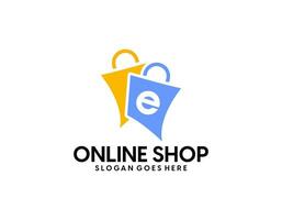 en línea tienda logo diseños modelo. ilustración vector gráfico de puntero flecha y tienda bolso combinación logo diseño concepto. Perfecto para comercio electrónico, venta, descuento o Tienda web elemento. empresa emblema