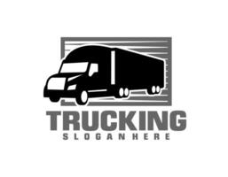 camión vector logo ilustración,buena para mascota,entrega,o logística, logotipo industria, plano color, estilo con azul.