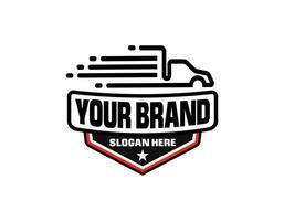 Truck logo template for you design in black color. Transport trucking logistics cargo vector. Delivery theme. vector