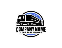 truck trailer transport logistics, delivery, express, cargo company, fast shipping, design template logo illustration silhouette, emblem isolated on dark background, black vector