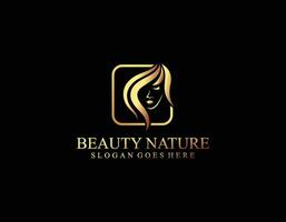 beauty gold woman logo template vector