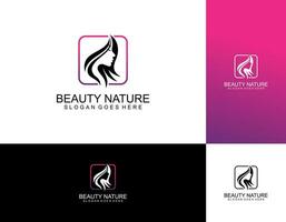 Luxury gradient beauty woman logo and business card design vector template.