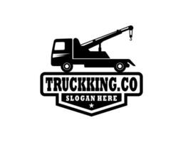 Towing truck service logo vector for transportation company. Heavy equipment template vector illustration for your brand.