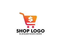 Online Shop Logo designs Template. Illustration vector graphic of shopping cart and shop bag combination logo design concept. Perfect for Ecommerce, sale, discount or store web element. Company emblem