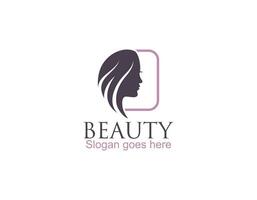 womans hair style stylized sillhouette, beauty salon logo template vector