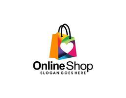 Creative modern abstract eCommerce logo design, colorful gradient online shopping bag logo design template vector