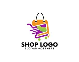 Creative modern abstract eCommerce logo design, colorful gradient online shopping bag logo design template vector