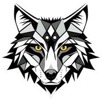 Head Wolf Tribal Art Design vector