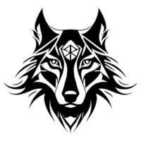 Head Wolf Tribal Art Design vector